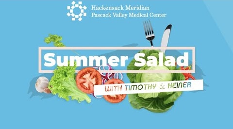 Lettuce and tomatoes. Summer Salad text overlaid